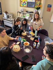 students making a pavlova